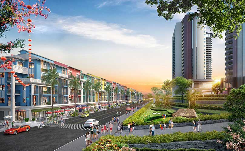 Dãy Shoptel tại Singapore Shoptel khu phố thương mại Sonasea Vân Đồn