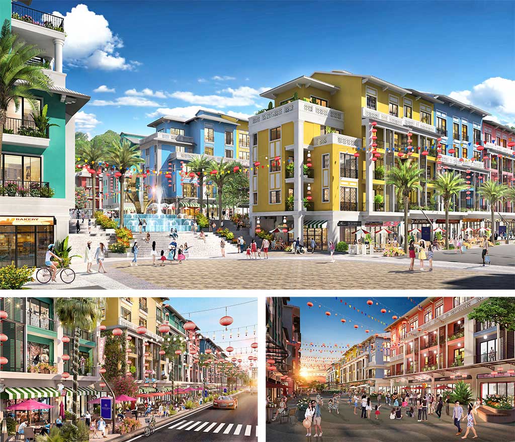 khu phố thương mại Shoptel sôi động tại Sonasea Vân Đồn